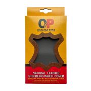 Оплетка руля на шнуровке кожаная ОР (М) 37-38см, серая, уп. 5 шт